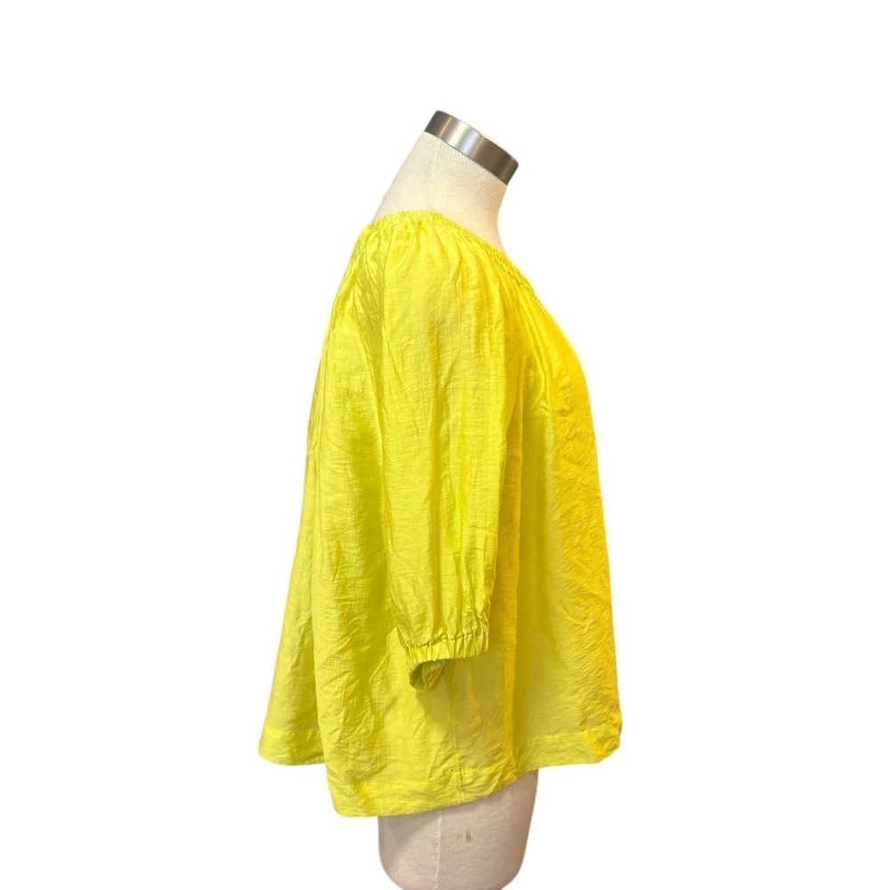 Anthropologie Maeve Leonie Top One Shoulder Lightweight Lime Green Sz. S - Picture 5 of 10